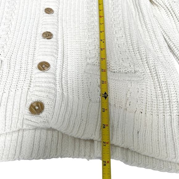 90s Vintage Jacobson's Ivory Knitted Grandpa Cardigan - Picture 7 of 8